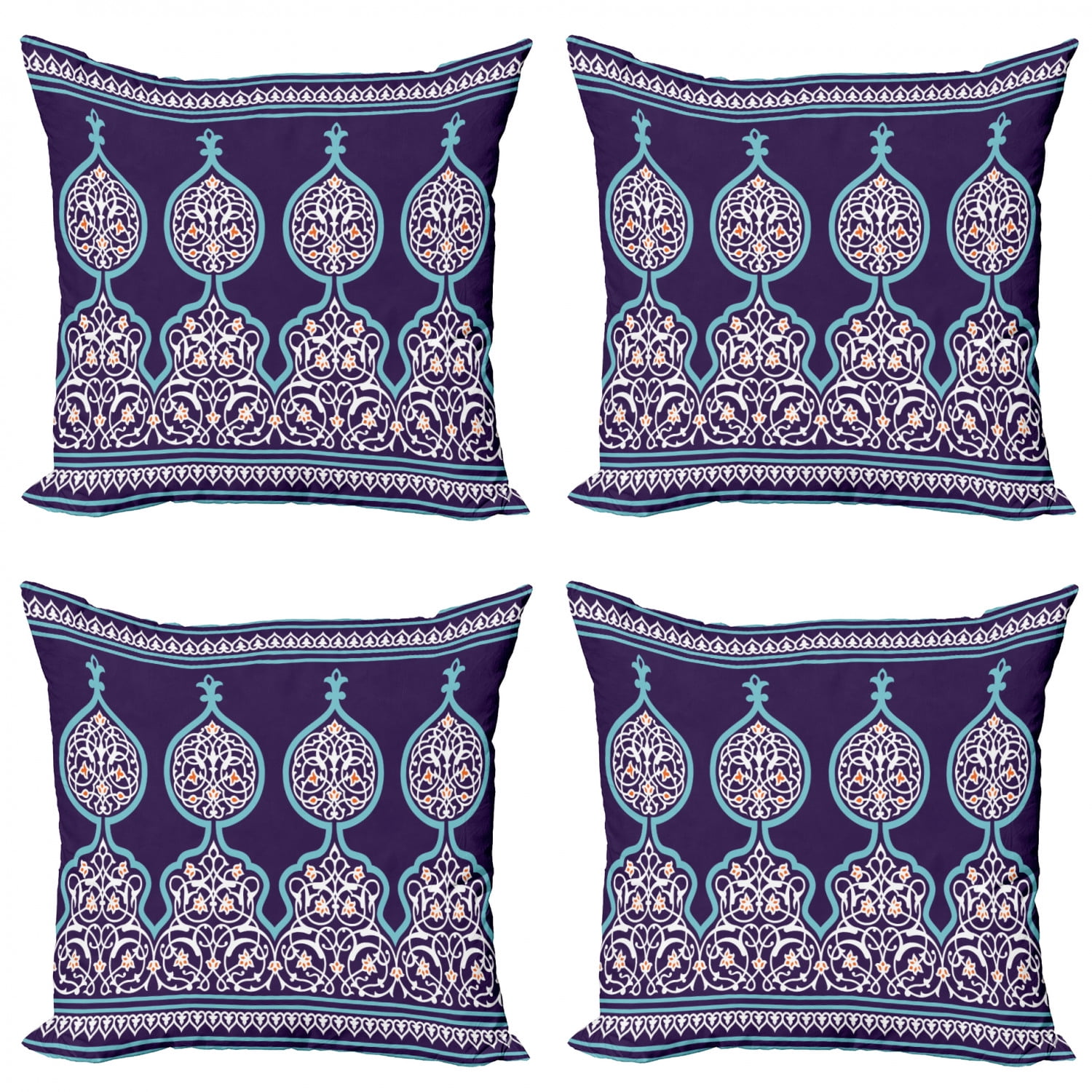 Moroccan Throw Pillow Cushion Case Pack of 4, Bohemian Style Middle Eastern Turkish Mystical