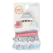Wonder Nation Girls Assorted Claw Clips and Hair Ties, 10-Pack