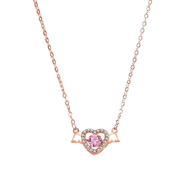 Delicado Collar Con Colgante De Corazón 925 Para Fiesta De San Rosado Yinane Collar de corazón