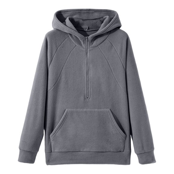 BOOMNY Womens Long Sleeve Hoodies Solid Y2K Pullover Hoodie for Women Trendy Half Zip Fall Winter Hooded Sweatshirts With Pocket