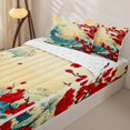 thumbnail image 3 of Castle Fairy Ukiyo-e Cherry Blossom Wave Zipper Full Size Comforter Sets with Fitted Sheet and 2 Pillowcases,Sunlit Vintage Ocean Art Zipper Bedding Set,Cream Blue,Reversible,4pcs, 3 of 6