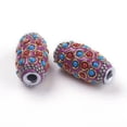 thumbnail image 2 of U8MO 5pcs Handmade Beaded Indonesia Clay Beads Oval Large Hole Loose Beads 32x16.5mm-Purple, 2 of 2