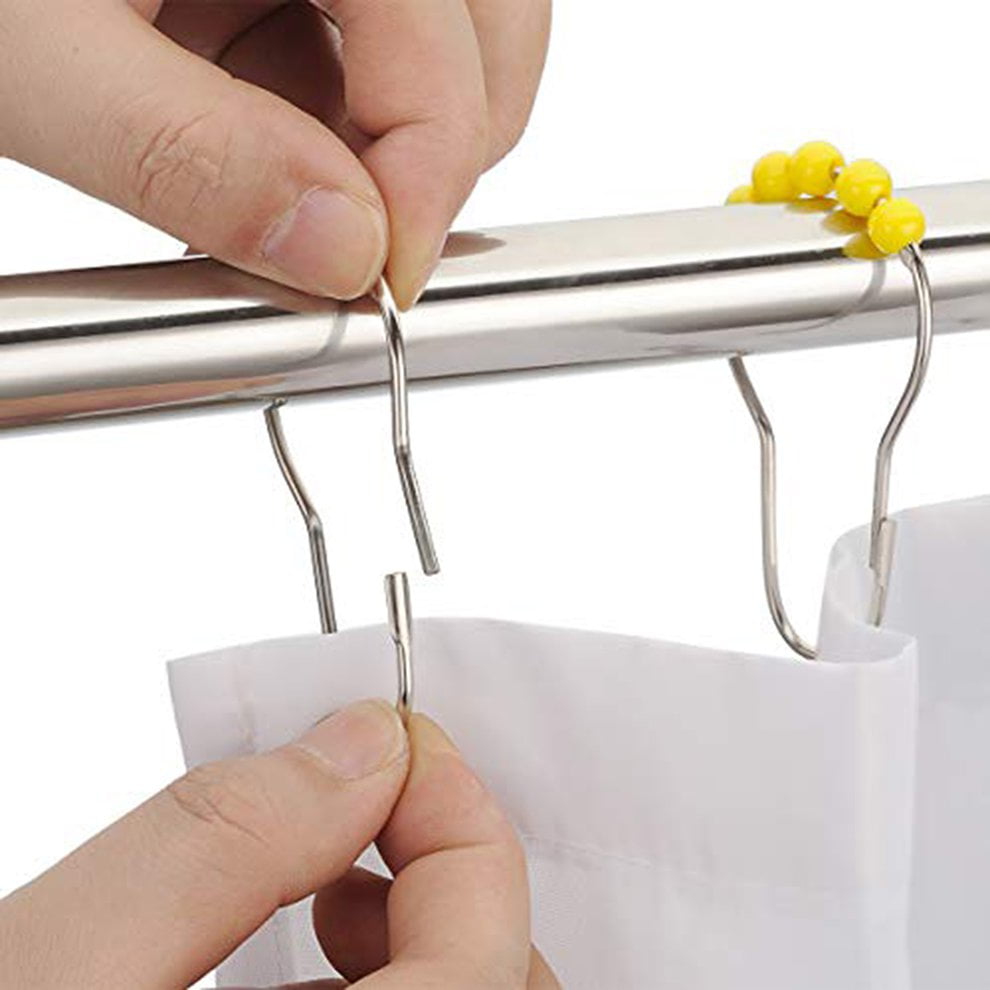 yellow 12Pcs Household Color Acrylic Ball Iron Plating Hook Heightening Shower Curtain Ring Shower Curtain Hook yellow 12Pcs Household Color Acrylic Ball Iron Plating Hook Heightening Shower Curtain Ring Shower Curtain Hook