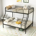 thumbnail image 2 of Costway Twin over Full Metal Bunk Bed with Inclined Ladder Safety Guardrail, Slat Support Black, 2 of 9