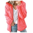 thumbnail image 2 of Baberdicy Women's Hooded Plush Coat, Thick Fleece Winter Jacket, Snow Days & Outdoor Market , Thick Plush Hooded Coat, Winter Fuzzy Jacket, Warmth Layer Pink L, 2 of 5