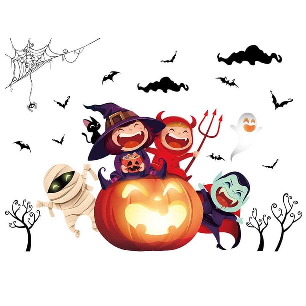 Decoración de Halloween Decoraciones de Halloween Feliz Halloween Fondo Etiqueta de la pared Ventana Decoración del hogar Calcomanía Decoración(Buy 2 Get 1 Free)