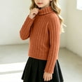 thumbnail image 5 of hotojiny Girls Turtleneck Sweater Long Sleeve Thermal Fall Winter Shirts Ribbed Knit Tops Casual Basic Layering Kids Outfit(Orange,11-12 Years), 5 of 6