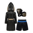 thumbnail image 2 of YiZYiF Kids Boys Boxing Outfits Metallic Trim Satin Belted Hooded Cloak Robe and Martial Arts MMA Blue&Silver 14, 2 of 7
