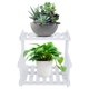 thumbnail image 3 of Organizador de estante de almacenamiento con soporte para flores y plantas en maceta de escritorio de madera de dos niveles (blanco), 3 of 8
