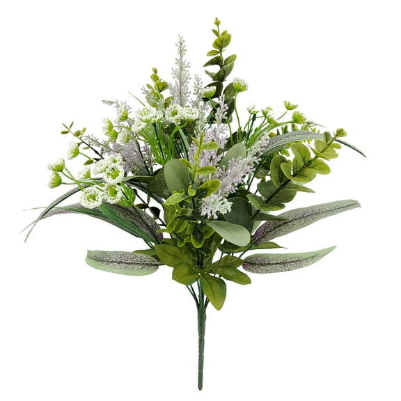 Mainstays 21in Indoor Artificial Greenery Mix Bouquet, Green Color.