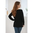 thumbnail image 3 of Aiyino Women's Casual Lightweight V Neck Batwing Sleeve Knit Top Loose Pullover Sweater Tops,Black 2XL, 3 of 4