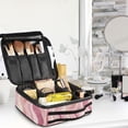 thumbnail image 5 of FORMRS Travel Makeup Bag Large Capacity Train Case Cosmetic Organizer with Adjustable Dividers, Soft Brown Pattern, 5 of 8