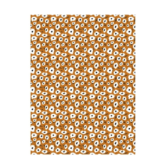 Canvas Wall Art - Treechild 'Cute Flowers on Ochre Background' Wall Art for Living Room, Bedroom, or Office D?cor by Trademark Fine Art - 14 x 19 Inches