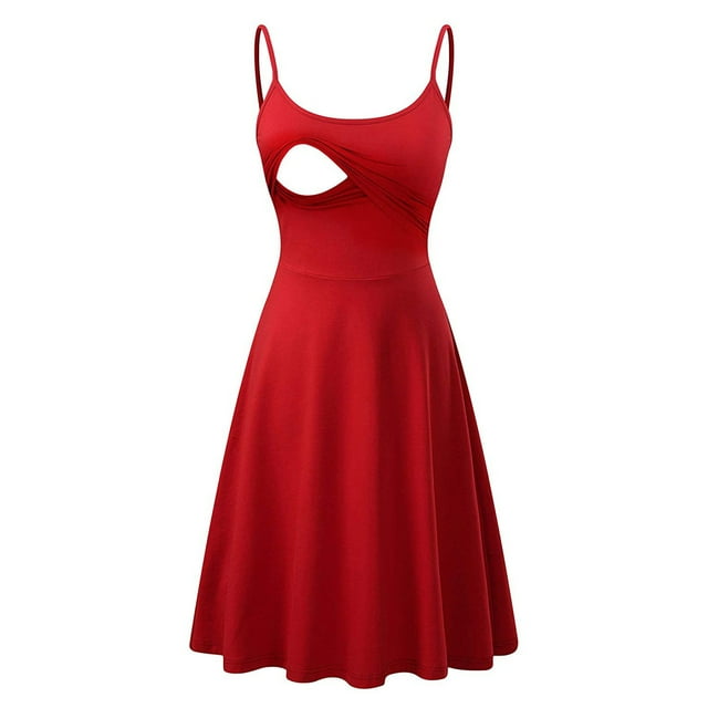 Aqestyerly Robe d'Allaitement de Maternité Sans Manches à Imprimé à Bretelles Mode Allaitement pour Femmes Enceintes Vêtements de Grossesse Confortables HWRETIE