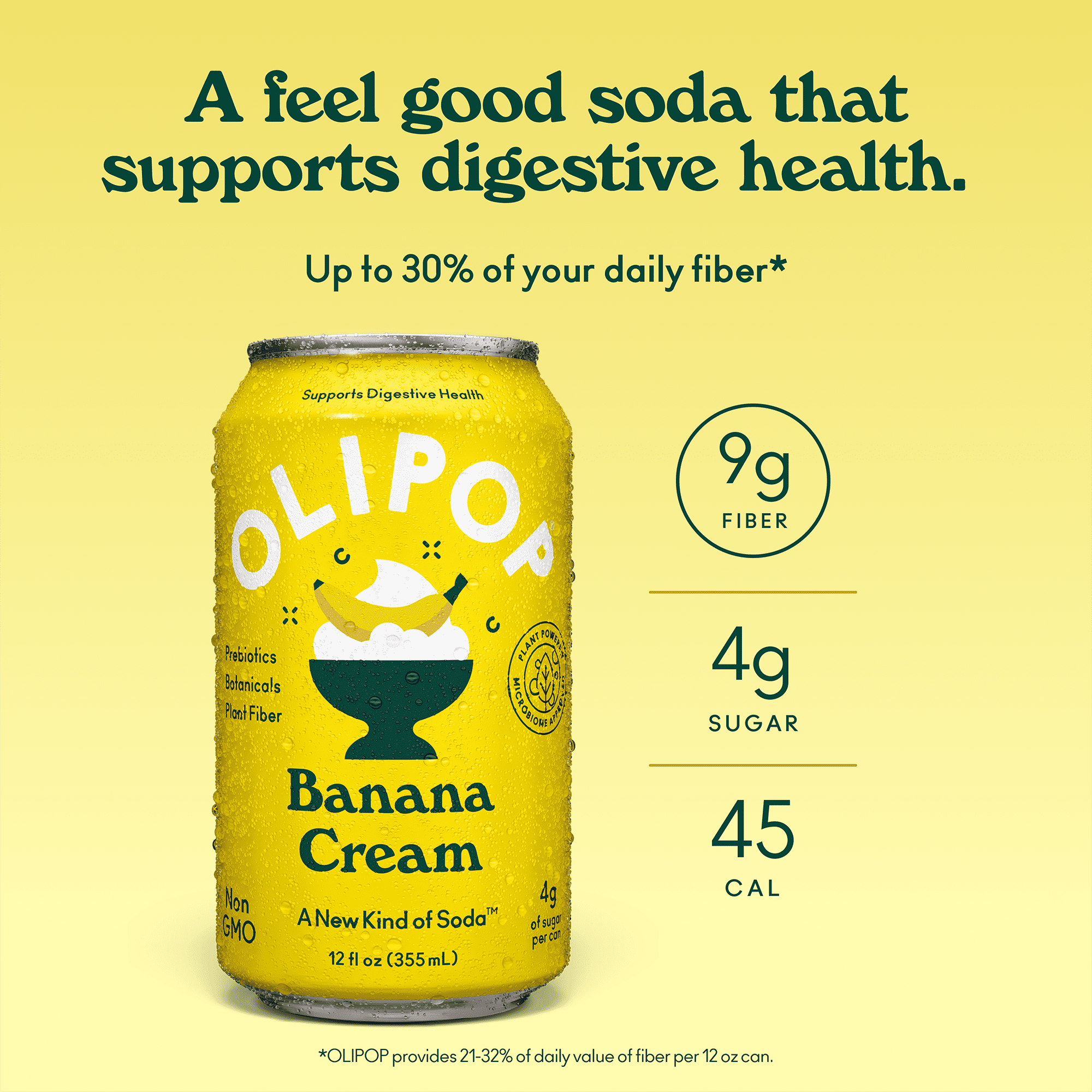 OLIPOP, Prebiotic Soda, Banana Cream, 12 fl oz 12 Pack - Walmart.com