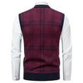 thumbnail image 5 of Rohuuque Men's Sleeveless Sweater Vest Winter Thermal Fleece Lined Striped Pattern Stretch Knit Vest V Neck Pullover Burgundy A, 5 of 5