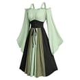 thumbnail image 3 of Iyufng Womens Off The Shoulder Flare Sleeve Corset Maxi Dresses Color Block Gothic Witch Costume for Halloween Party, 3 of 7