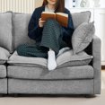 thumbnail image 4 of 105" Modular Sectional Sofa with Deep Seat, Chenille L-Shaped Couch with Removable Ottoman, Cloud Sectional Couch with Pillows for Living Room, Grey, 4 of 8