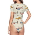 thumbnail image 4 of Naloa Striped Vintage Planes Women's Short-Sleeved Onesie, One-Piece Swimsuit for Parties, dates, clubs - Large, 4 of 9