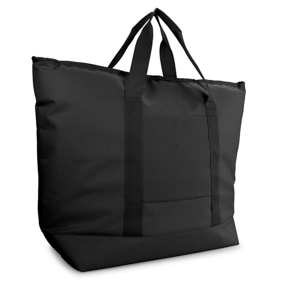 DALIX Large Cooler Tote Bag w/ Zipper Leakproof Bottom Carry Storage Diaper Bag (Black)