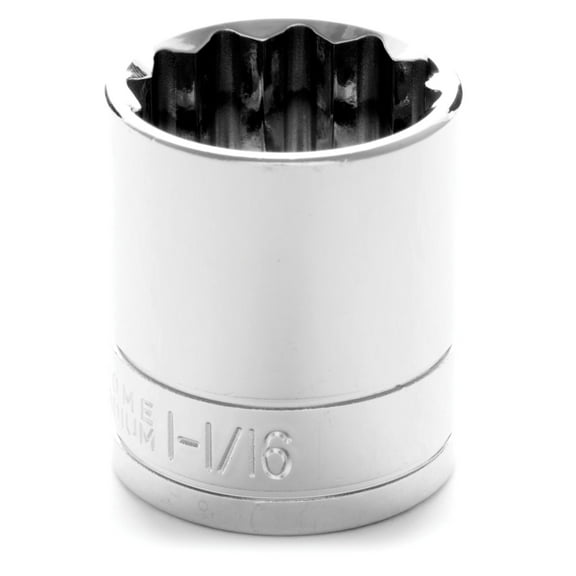 Chrome Socket, 1/2"" Drive, 1-1/16"", 12 Point, Shallow
