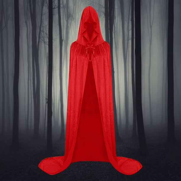 Capa unisex para mujer, larga, con capucha, para cosplay, Halloween, color liso