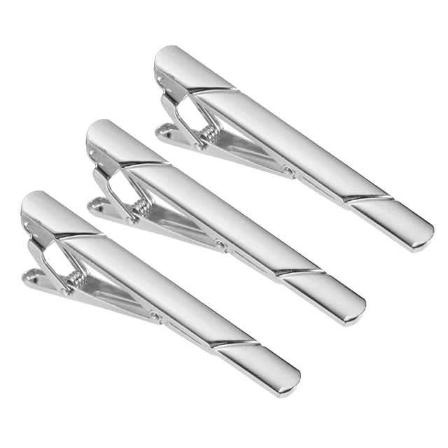 3 Piezas de Clips de Corbata Delgados para Hombres, Clips de Corbata de Cobre para Traje para Padre, Esposo, Amante (Plata, Twill)