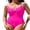 Pink, variant on DOKOTOO Women's One Piece Swimsuits Tummy Control V Neck High Cut Tropical Color Block Swimwear