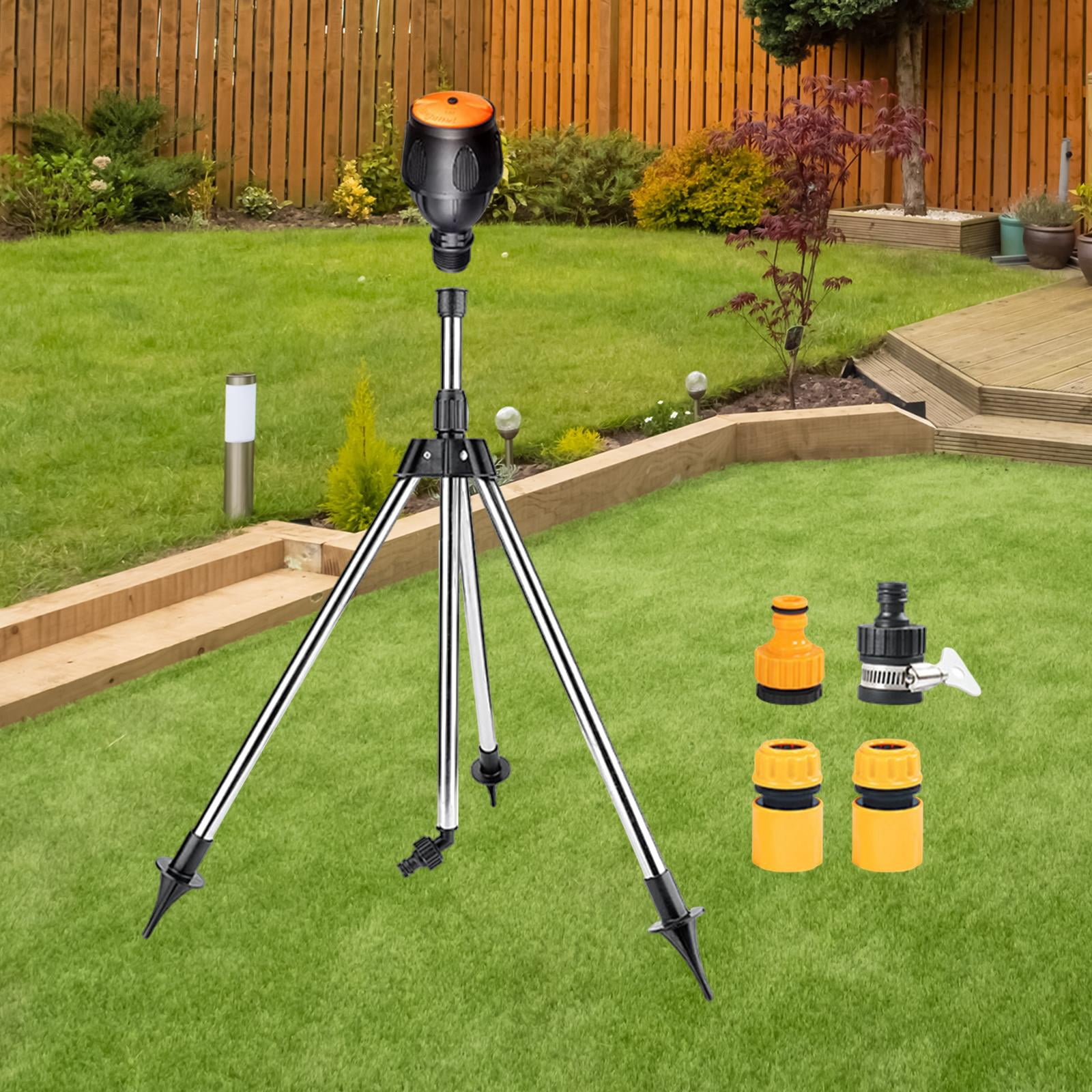 figatia Garden Tripod Sprinkler with 1/2" Quick Connect Multipurpose 360 degree Rotation and Gyration Telescoping 53cm-90cm for Greenhouse