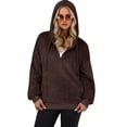 thumbnail image 2 of Cueply Hoodies for Women Fleece Half Zip Pullover Tops Fall Winter Hooded Sweatshirt Jacket Coat with Pockets, 2 of 8