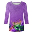 thumbnail image 5 of Mardi Gras Shirt Women Casual Funny Graphic 3/4 Sleeve Party Tee Shirts Round Neck Loose Fitted Festival Tops Trendy Mardi Gras Outfits 2026, 5 of 6