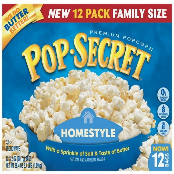 Pop Secret Microwave Popcorn Homestyle (Pack of 12)