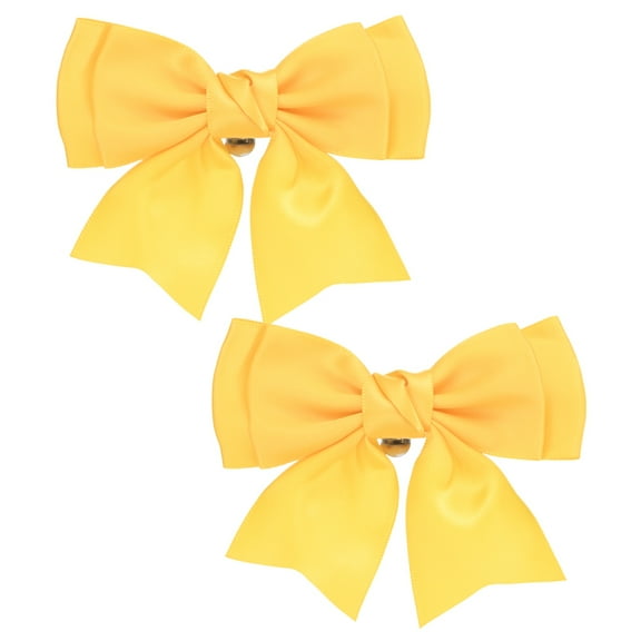 Uxcell 2-Pack Bow Shoe Clips, Satin Elegant Detachable Shoe Buckle Cute Bowknot Shoes Clip for Women [Yellow]