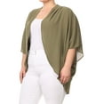 thumbnail image 2 of MOA COLLECTION Women's Plus Size Solid Dolman Sleeve Draped Open Front Chiffon Cardigan, 2 of 4