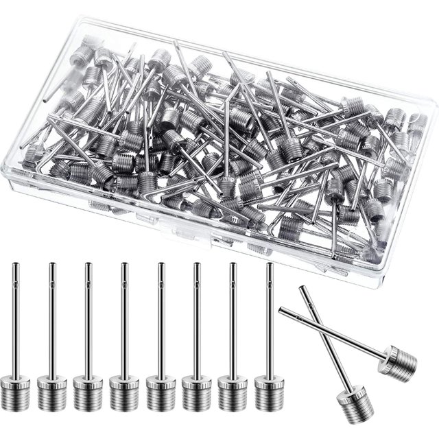 100 Pack Ball Pump Needle Ball Pump Inflatable Needle Air Pump Needle for Football, Basketball, Rugby and Volleyball Lights Other Sports Balls (Silver)