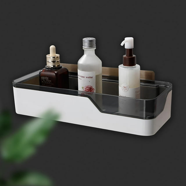 Self-Adhesive Plastic Bathroom Shelf Organizer,No-Nailing No-Drilling Needed Storage Rack