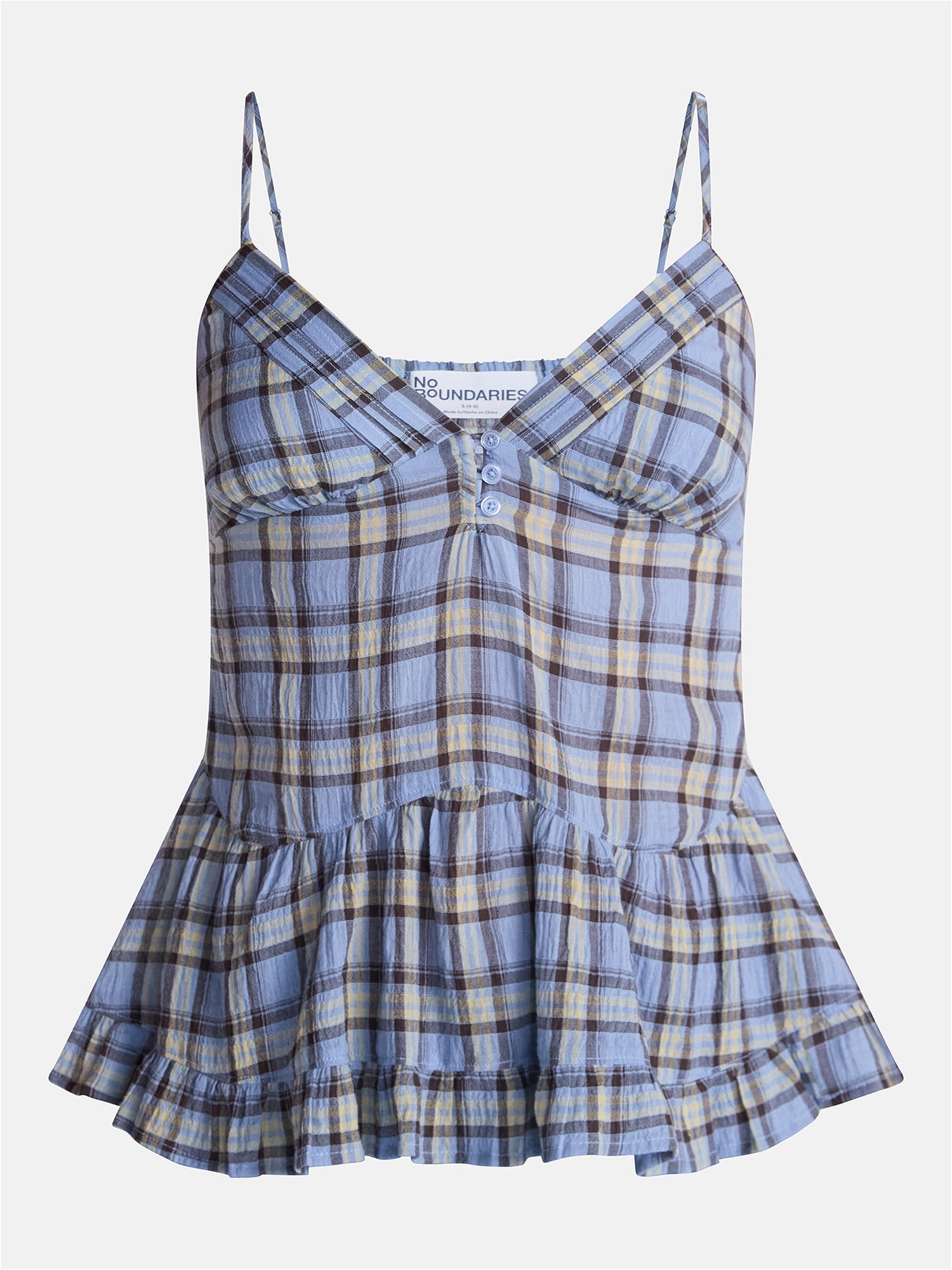 No Boundaries Tiered Woven Cotton Cami, Women's XXS-XXL