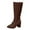 Brown, variant on Womens Boots Fashion Round Toe Chunky Heel Platform Mid Calf Boots Zip Up Leather Ankle Booties Comfortable Casual Winter Shoes Pu 36 Size