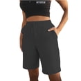thumbnail image 2 of Kmbangi Women Loose Shorts, Solid Color Elastic Waist Straight-leg Pants, 2 of 6