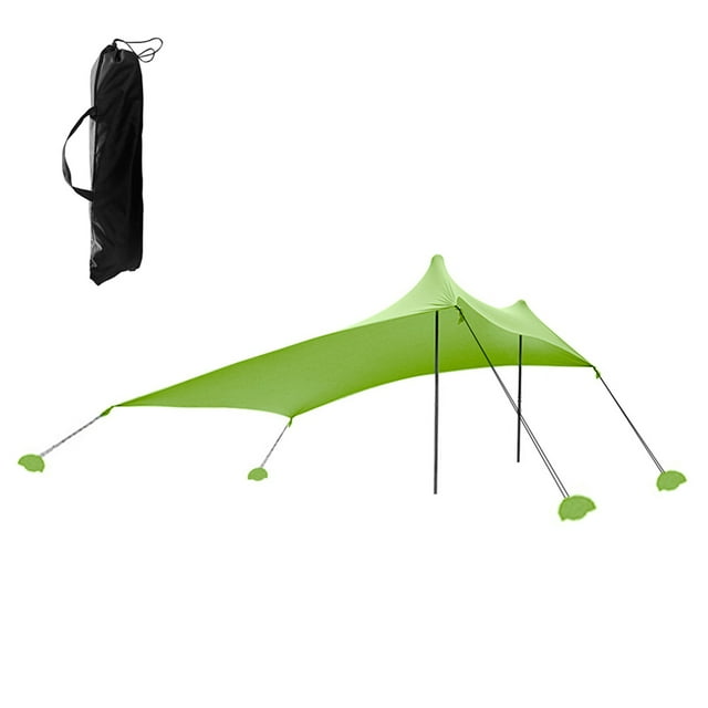 Zootealy Auvent de Plage Portable Pare-Soleil avec Angle Ajustable et Sacs de Sable pour Activités de Plein Air - Vert, 210*200*150 cm