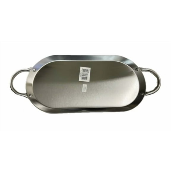 Mexican Style Comal Plano Griddle Acero Flat Grill Stainless Steel Oval Cuadrado W/Handle Hanger 19x11.5"