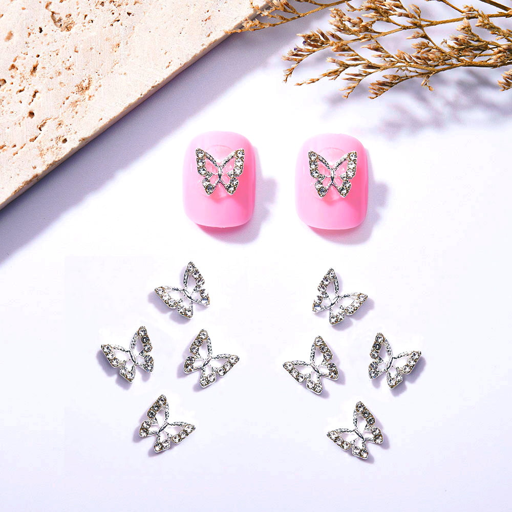 10Pcs Butterfly Dangle Nail Charms, 3D Rhinestones Jewelry Parts Shiny  Crystal butterfly Gem Stone DIY Manicure Decoration*HJ-45