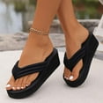 thumbnail image 5 of HNMKIU Platform Flip Flops Women Bohemian Toe Post Thick Sole Heel Casual Beach Stylish Heel Design Summer Comfort Comfy Slippers for Women Z01_Black,8.5, 5 of 8