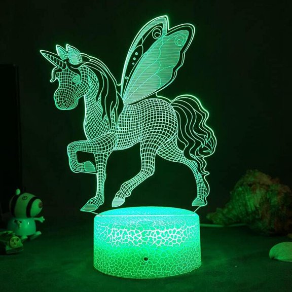 YSTIAN Unicorn Gifts for Grils 3D Illusion Night Light Bedside Lamp with Remote Control 16 Colors Changing Function for Room Home Decor Decoración De Dormitorio De Luz De Noche Led