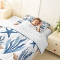 thumbnail image 3 of jejeloiu Sea Beach Ocean Twin Comforter Sets,Coastal Border Print Bedding Set For Boys,Blue White,Reversible,2 Pieces,1 Comforter and 1 Pillowcase, 3 of 7