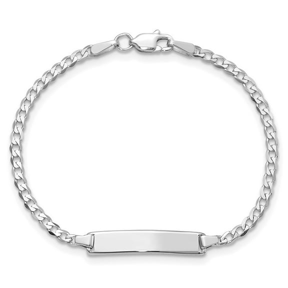 Diamond2Deal 14K White Gold Flat Curb Link ID Chain Bracelet for Men 6"