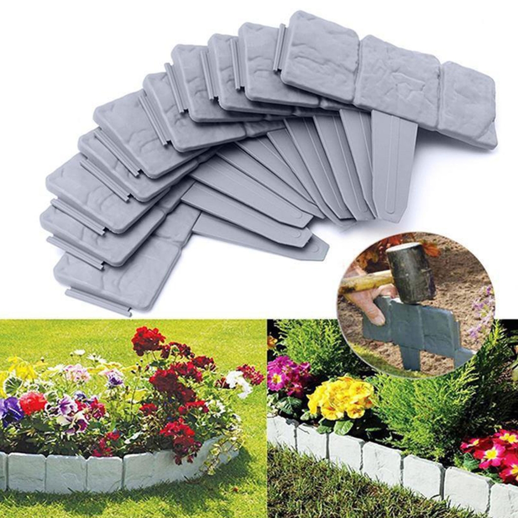 ZPAQI 5/10/20Pcs Landscape Edging Border Garden Edging Border Plastic Stone Effect