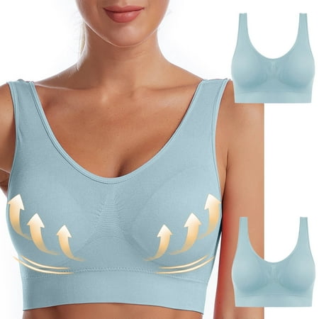 Juslio Minimizer Bras for Women 2PC Wirefree Breathable Solid Vest Breasted Bra