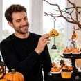 thumbnail image 3 of lhwanj Halloween Resin Bell Ornament Set with Pumpkin Skeleton Ghost Black Cat Designs for Spooky Home Door Window Decor, 3 of 5