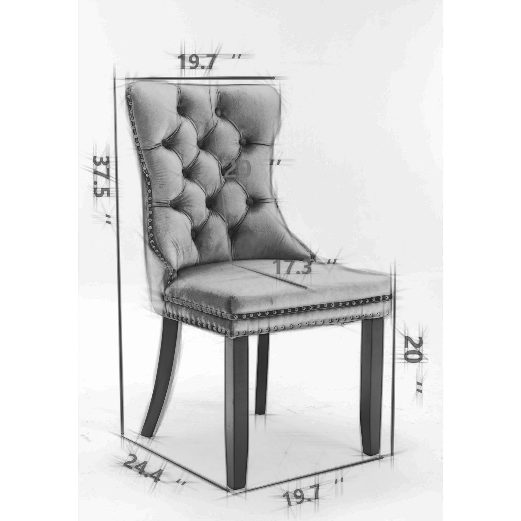 Miniyam Dining Chair Set of 2, High-end Tufted Contemporary PU and Velvet Upholstered, White+Light Blue